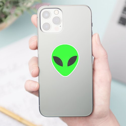 Green Alien Head Custom_Cut Vinyl Sticker