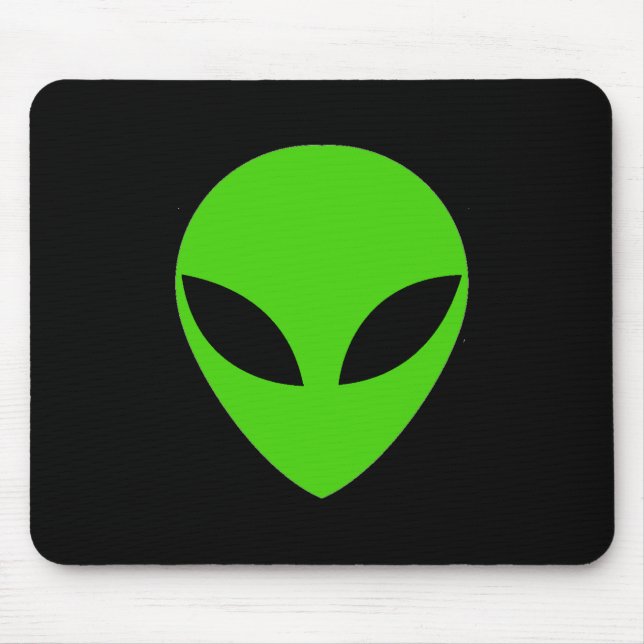 Green Alien Head Mouse Pad (Front)