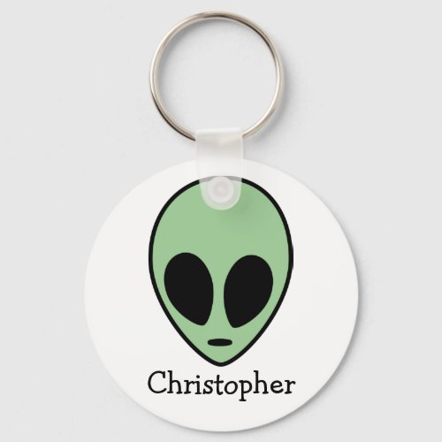 Green Alien Head Personalized  Keychain