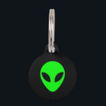Green Alien Head Pet ID Tag<br><div class="desc">Little green man's head. Black and lime green science fiction alien design for sci fi buffs.</div>