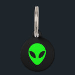Green Alien Head Pet ID Tag<br><div class="desc">Little green man's head. Black and lime green science fiction alien design for sci fi buffs.</div>