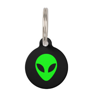 Green Alien Head Pet ID Tag
