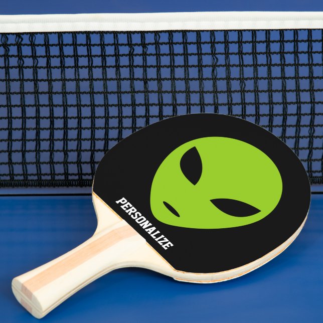Green alien head ping pong paddle for table tennis (Insitu)
