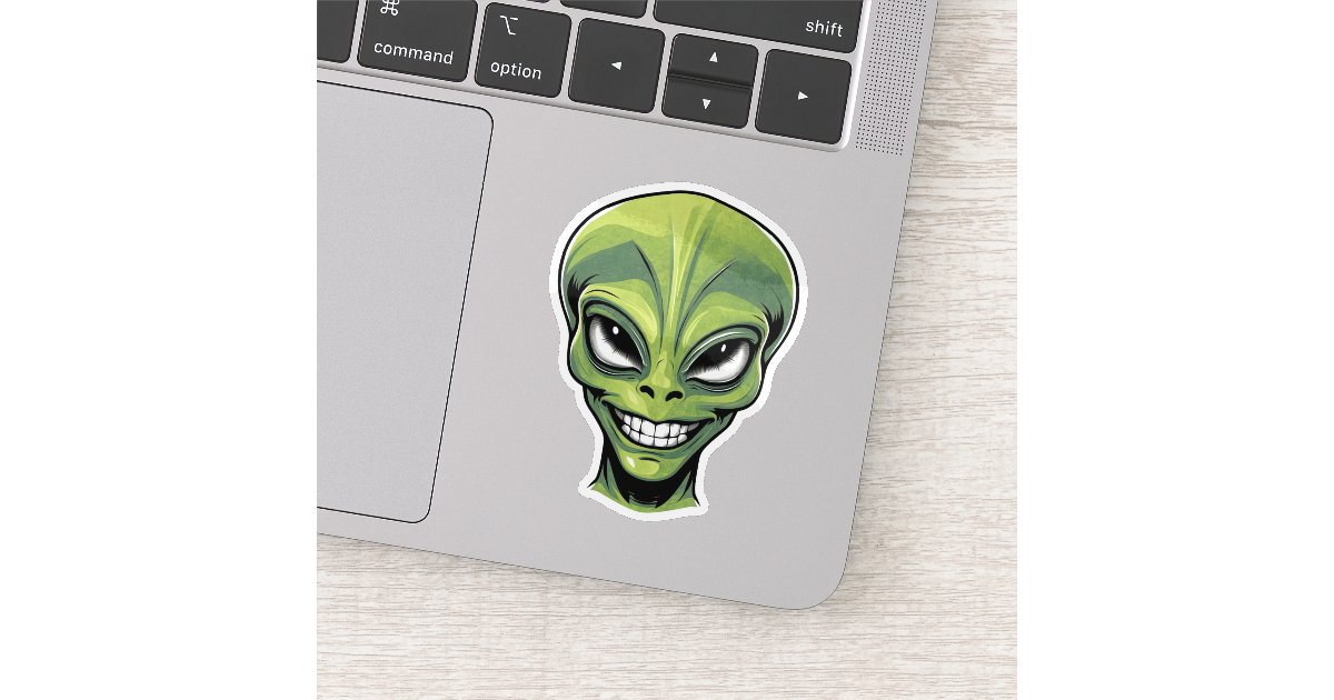 Green Alien Head Sticker | Zazzle