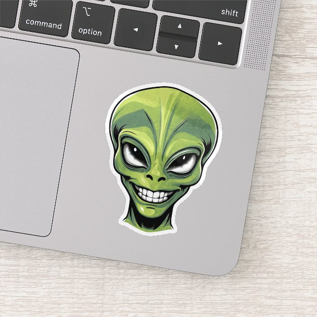 Green Alien Head Sticker (Detail)