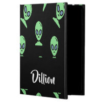 Green alien heads on black powis iPad air 2 case