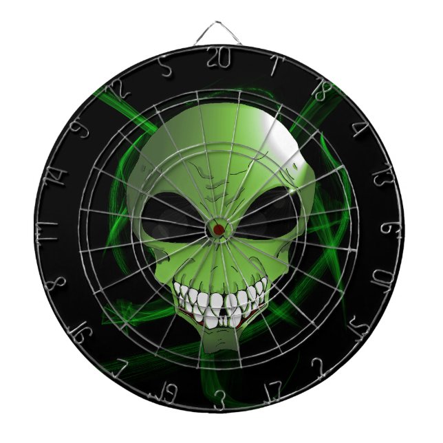 Green alien Metal Cage Dartboard (Front)