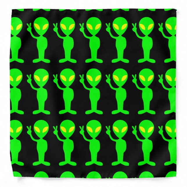 GREEN ALIEN PEACE BANDANA (Front)