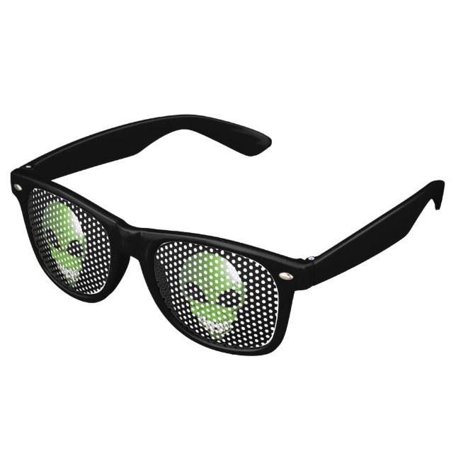 Green alien Retro Party Shades (Angled)