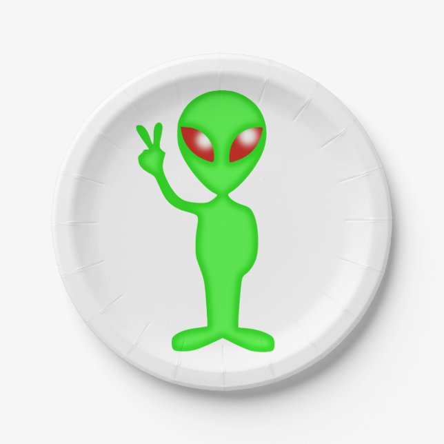 Green alien silhouette paper plates (Front)