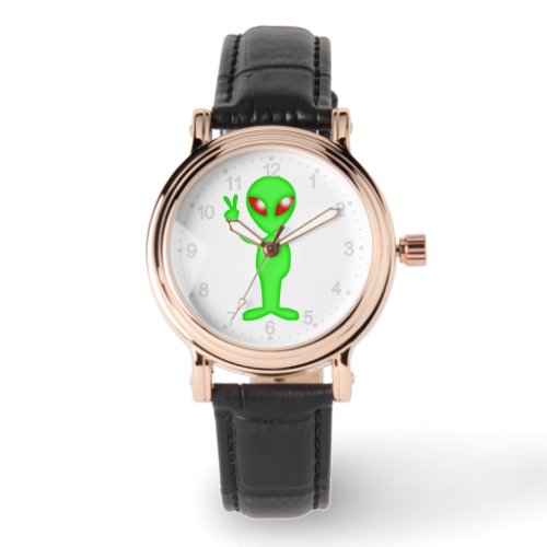 Green alien silhouette watch