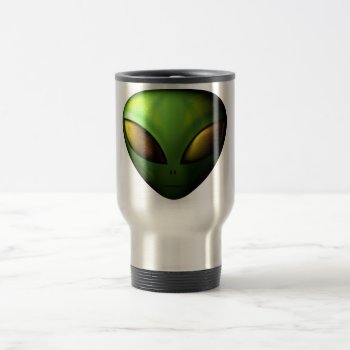 Green Alien Travel Mug by ArtsofLove at Zazzle