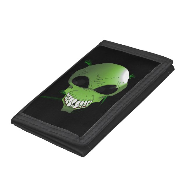 Green alien TriFold Nylon Wallet (Bottom)