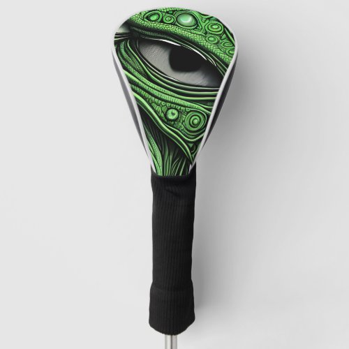 Green Alien with Degenerative Lines Background Golf Head Cover