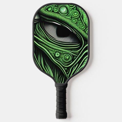 Green Alien with Degenerative Lines Background Pickleball Paddle