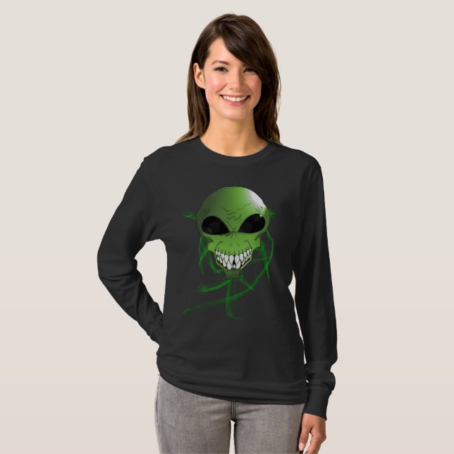 Green alien Women's Basic Long Sleeve T-Shirt (Front Full)