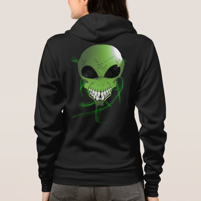 Green alien Women's Bella+Canvas Full-Zip Hoodie (Back)