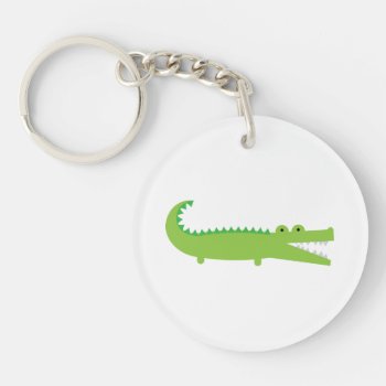 Green Alligator Acrylic Keychain by imaginarystory at Zazzle