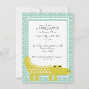 Green Alligator Baby Boy Shower Invitations