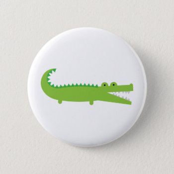 Green Alligator Button by imaginarystory at Zazzle
