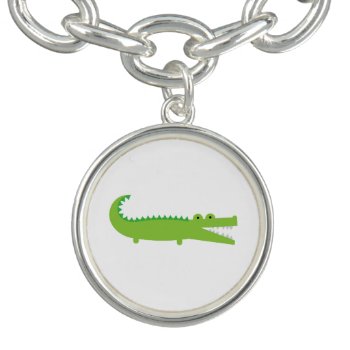 Green Alligator Charm Bracelet by imaginarystory at Zazzle