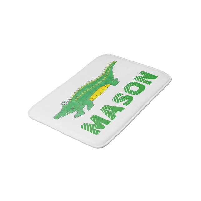 Green Alligator Croc Crocodile Gator Animal Bath Mat (Angled)
