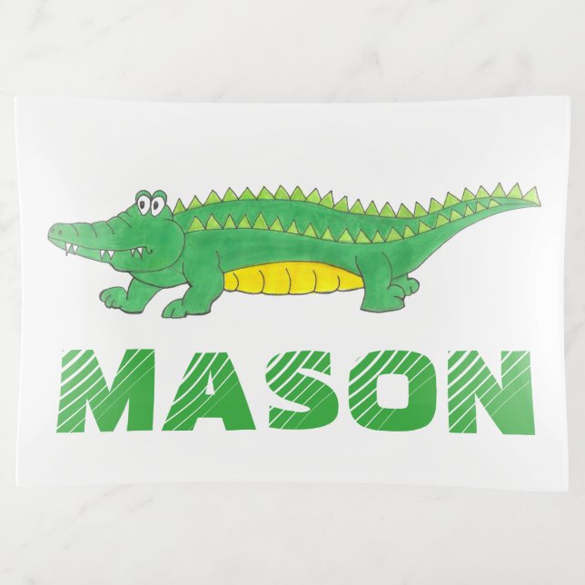 Green Alligator Croc Crocodile Gator Animal Trinket Tray (Front)