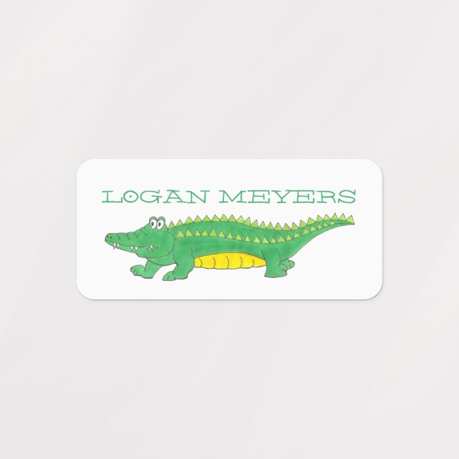 Green Alligator Croc Crocodile Reptile Zoo Animal Kids' Labels (Design 1)