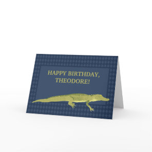 Green Alligator Graphic Personalized Birthday Card