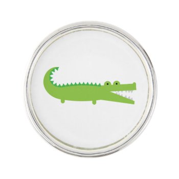 Green Alligator Lapel Pin by imaginarystory at Zazzle