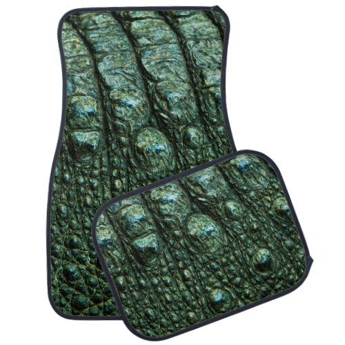 Green Alligator Leather Print Car Floor Mat