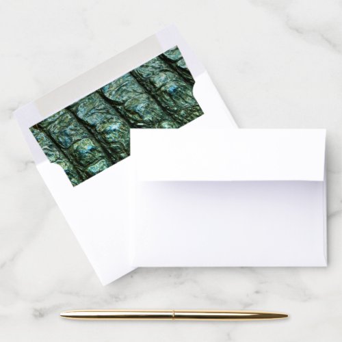 Green Alligator Leather Print Envelope Liner