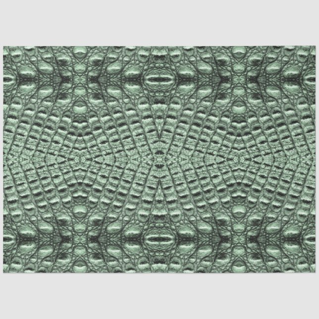 Green Alligator Leather Scales Intricate Pattern Tissue Paper (Front)