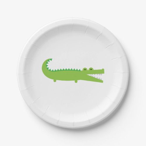Green Alligator Paper Plate