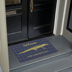 Green Alligator Realistic Graphic Personalized Doormat