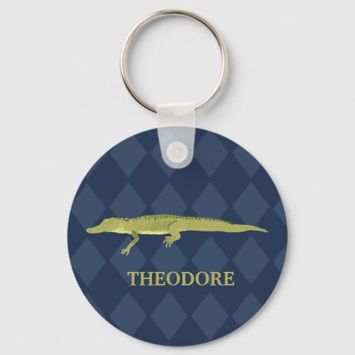 Green Alligator Realistic Graphic Personalized Keychain