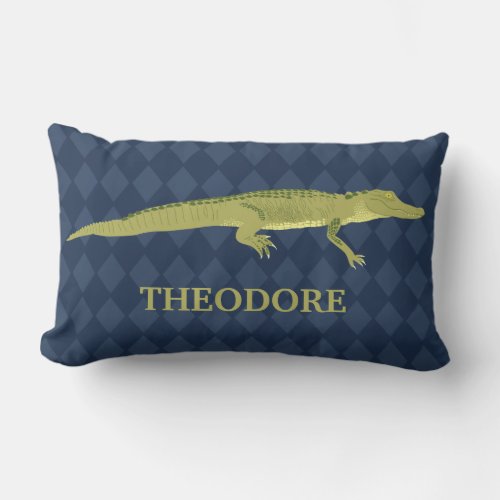 Green Alligator Realistic Graphic Personalized Lumbar Pillow