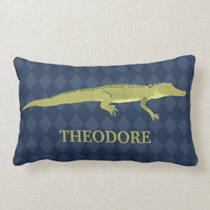 Green Alligator Realistic Graphic Personalized Lumbar Pillow