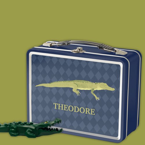 Green Alligator Realistic Graphic Personalized Metal Lunch Box