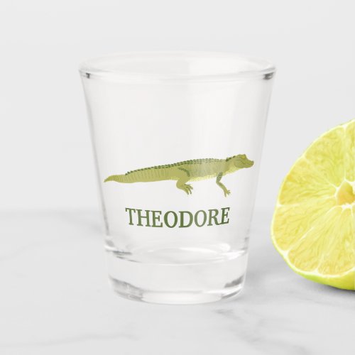 Green Alligator Realistic Graphic Personalized Shot Glass