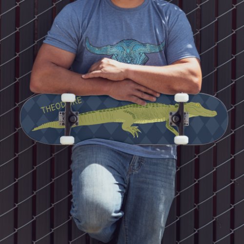 Green Alligator Realistic Graphic Personalized Skateboard