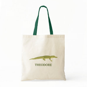 Green Alligator Realistic Graphic Personalized Tote Bag