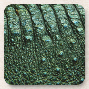 Green Alligator Skin Texture Beverage Coaster