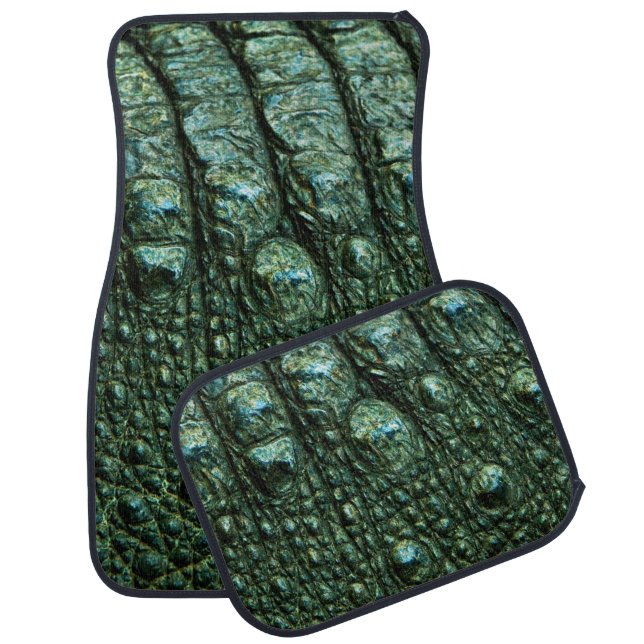Green Alligator Skin Texture Car Floor Mat (Set)