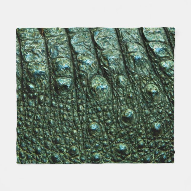 Green Alligator Skin Texture Fleece Blanket (Front (Horizontal))