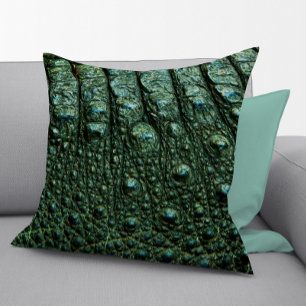 Green Alligator Skin Texture Throw Pillow