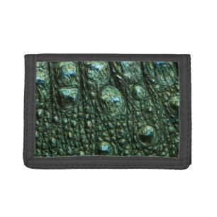 Green Alligator Skin Texture Tri-fold Wallet