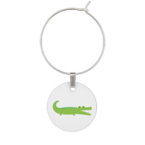 Green Alligator Wine Charm