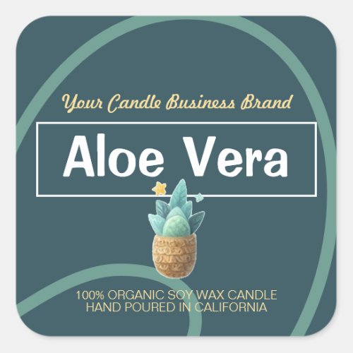 Green Aloe Vera Cute Style Modern Candles Labels 
