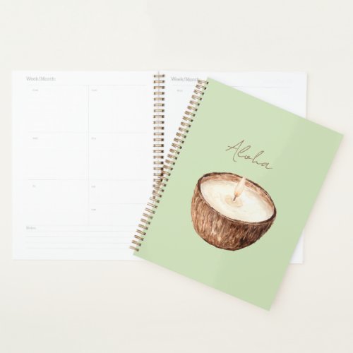 Green Aloha Coconut Candle Planner
